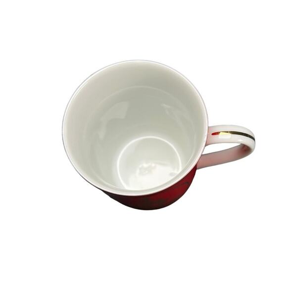 Otagiri Christmas Gibson Porcelain Cup Red Gold Tree Mug Holidays 4" Tall Japan - Picture 8 of 11